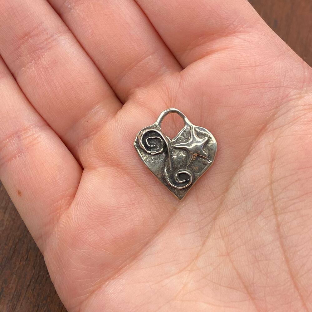 Vintage Cathy Dailey 925 Sterling Silver Starfish Swirl Heart Pendant Charm